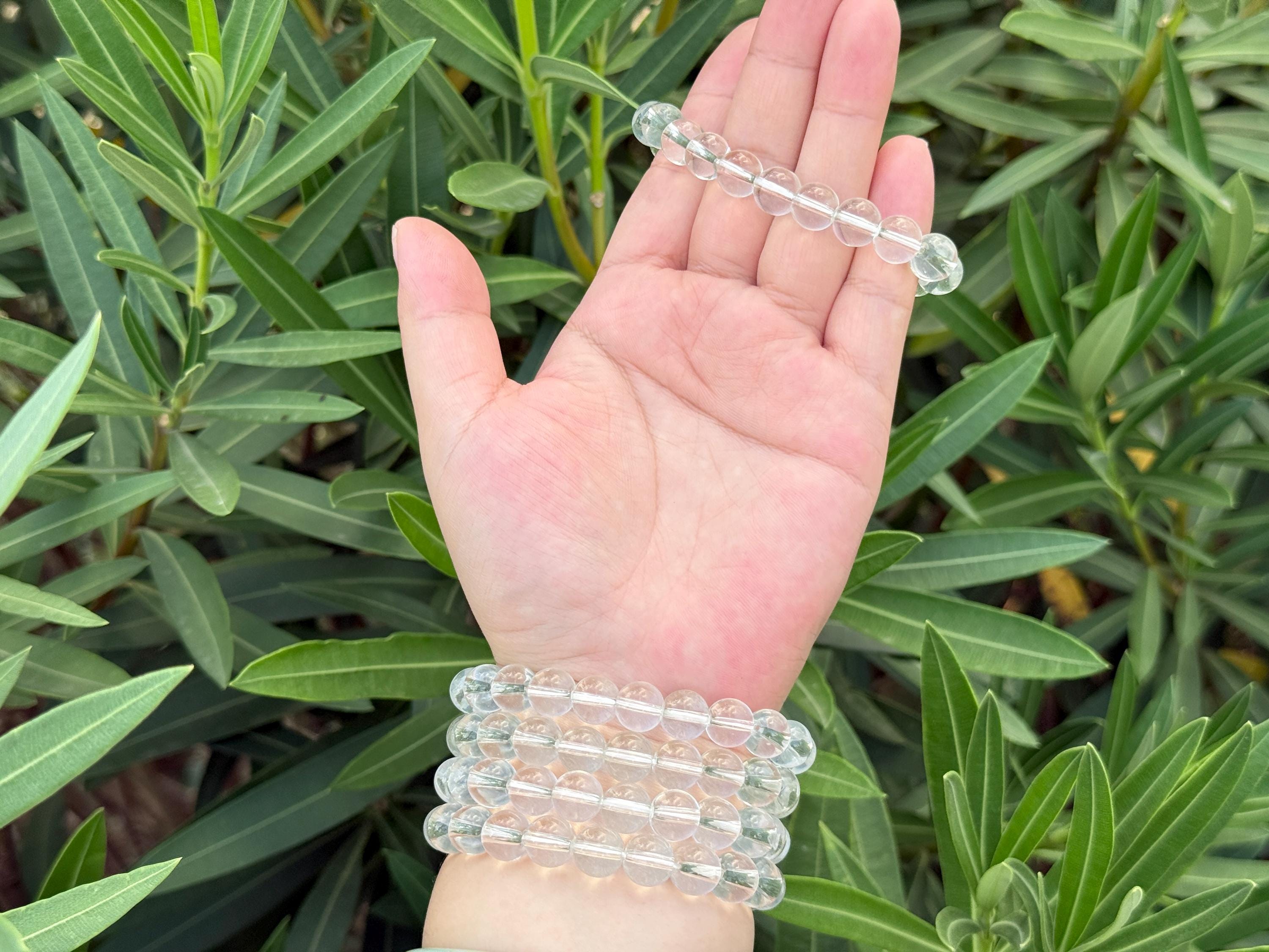 Clear Quartz Bead Bracelet: Piezoelectric, Spiritual Healing (4/6