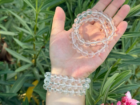 Clear Quartz Bead Bracelet: Piezoelectric, Spiritual Healing (4/6