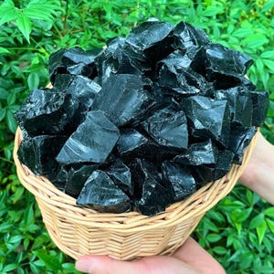 Rough Black Obsidian Natural Stones-Raw Black Obsidian Crystals-Choose Ounces or lb Bulk Wholesale Lots-Healing Crystal