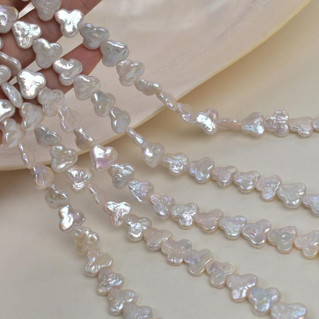 Perlas barrocas blancas de 12 mm con forma de trébol: perlas naturales ...