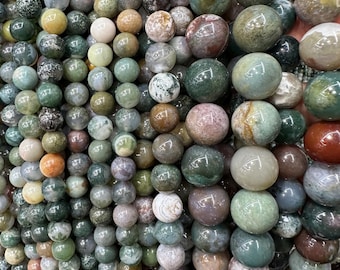 Indian Agate Gemstone Beads, Round, 15.5" Strand (4-12mm)