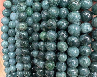 1 Full Strand 15.5" Natural Guatemalan Blue Green Jade Round Beads  6mm 8mm 10mm 12mm For Jewelry Making