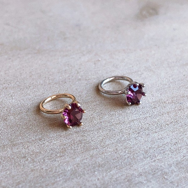 Tiny CZ Birthstone Ring Charm, February Birthstone Ring Charm, Amethyst Color, Silver Ring Charm, Gold Ring Charm, Baby Ring Charm