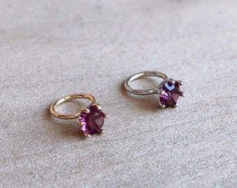 Tiny CZ Birthstone Ring Charm, February Birthstone Ring Charm, Amethyst Color, Silver Ring Charm, Gold Ring Charm, Baby Ring Charm