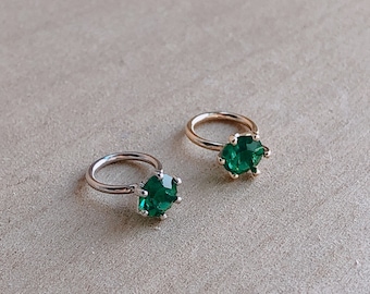 Tiny CZ Birthstone Ring Charm, May Birthstone Ring Charm, Cubic Zirconia, Emerald Color, Gold Ring Charm, Silver Ring Charm, Birthday Gift
