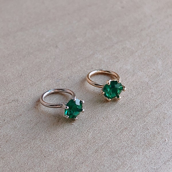 Tiny CZ Birthstone Ring Charm, May Birthstone Ring Charm, Cubic Zirconia, Emerald Color, Gold Ring Charm, Silver Ring Charm, Birthday Gift