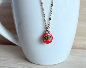 Daruma Doll Necklace, Tiny Daruma Doll Necklace, Japan Lucky Doll Necklace, Red Daruma Doll Necklace, Doll Necklace, Japanese Necklace