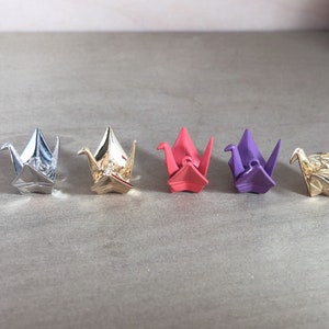 Origami Crane Charm, Paper Crane, Gold / Silver / Red / Purple, Clip On / Phone / Keychain Charm, Japanese, Gift for Kids