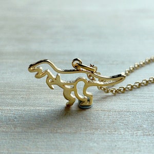 Dinosaur Necklace, T Rex Necklace, Raptor, Gold Plated, Jurassic Park, Dinosaur Lover Gift, Dinosaur Jewelry