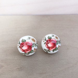 10mm Japanese Tensha Beads Round Beads Japanese Beads Focal Beads Decal Beads 2 pcs White Beads Navy Blue Rose