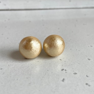 6 / 8 / 10mm Half Drilled Cotton Pearl, Champagne, Earrings Supplies, Jewelry Supplies, Japanese Beads, Round Beads, Gold Beads, Gold Pearls