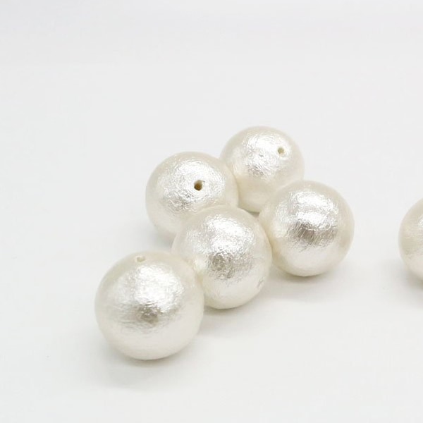 Cotton Pearl, 6mm / 8mm / 10mm / 12mm / 14mm / 16mm, White Color, Fully Drilled, Pearl Jewelry Supplies, Round Beads, Japanese Pearl