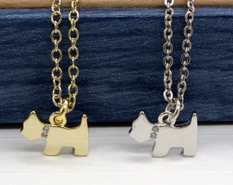 Schnauzer Necklace, Tiny, Gold Plated / Silver Plated, Cute Dog Miniature, Pet Animal, Gift for Dog Mom