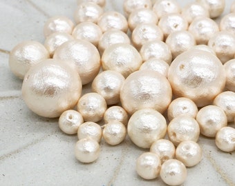 Japanese Cotton Pearls: 16-30mm, 2 pcs, Fully Drilled, Light Pink Round Beads