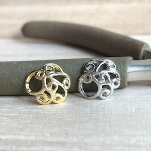 Perlenkappen für 12mm Perlen, Vergoldet, Versilbert, Arabesque Perlenkappen, Blumen Perlenkappe, Japanische Accessoires, Filigrane Perlenkappen, Zierlich