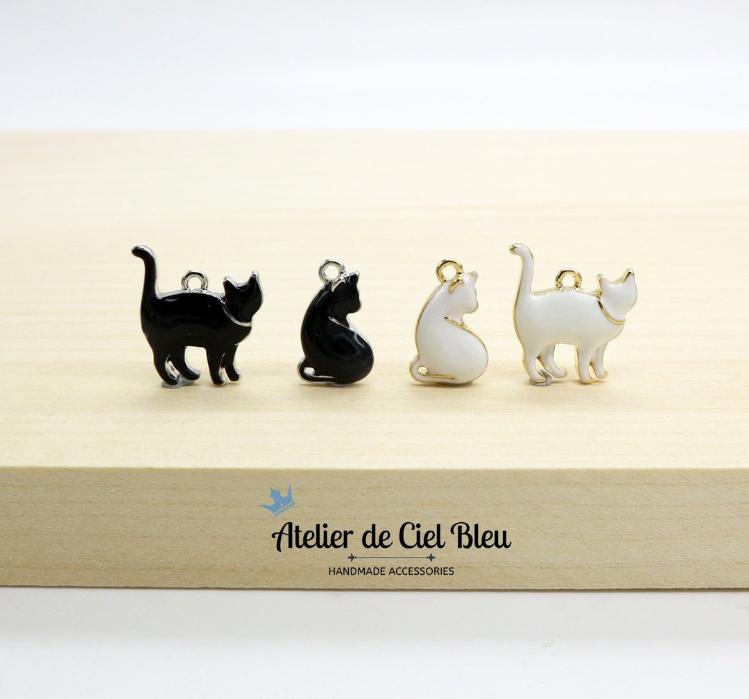 Cat Charm, Black Cat Charm, White Cat Charm, Gold / Silver Plated