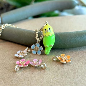 Tiny Budgie Necklace: Gold Plated Yellow Green Enamel Parakeet