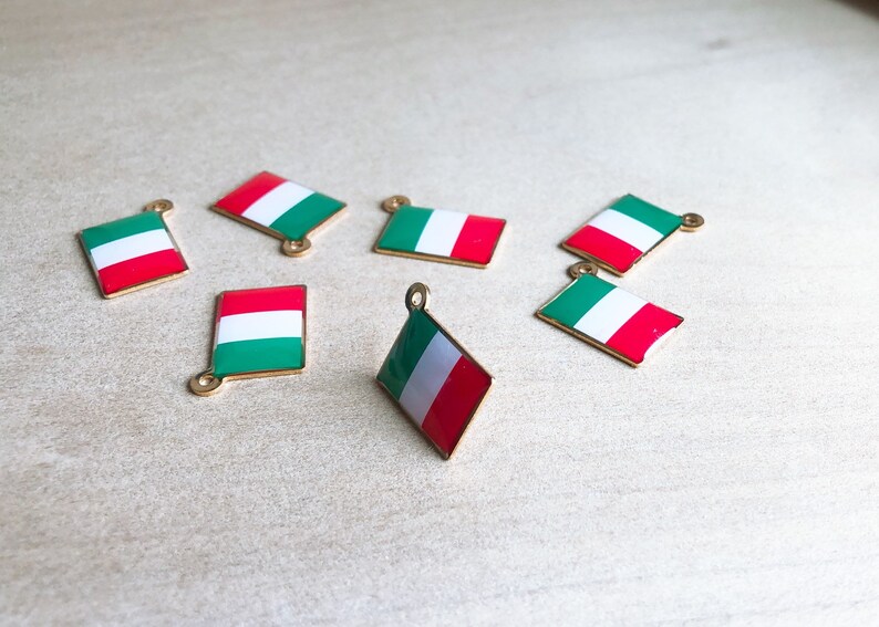 Italian Flag Charm Italy Flag Charm Gold Italian Flag Charm Etsy