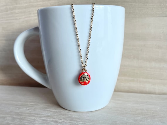 Tiny Red Daruma Doll Necklace: Japan Lucky Charm - Etsy