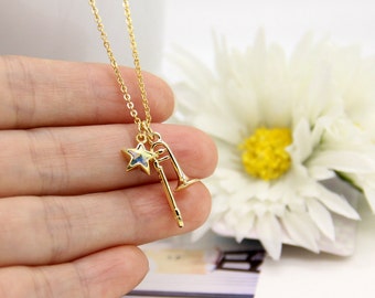 Trombone Necklace, Gold / Silver Plated, Swarovski Crystal Star, Miniature Trombone, Muscial Instrument Charm,Musician Gifts