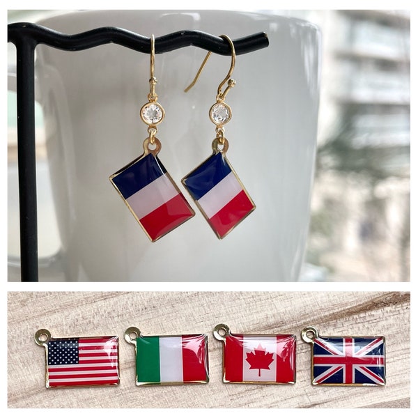 Kanada / Frankreich / Italien / Vereinigtes Königreich / USA Flagge Ohrringe, vergoldet, WM Fan Geschenk, Olympische Spiele, Geschenke, Andenken