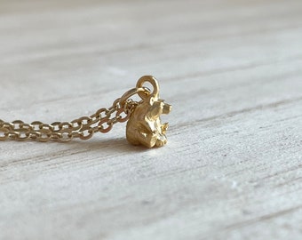 SUPER TINY Bear Necklace, Matt Gold Plated Animal Jewelry