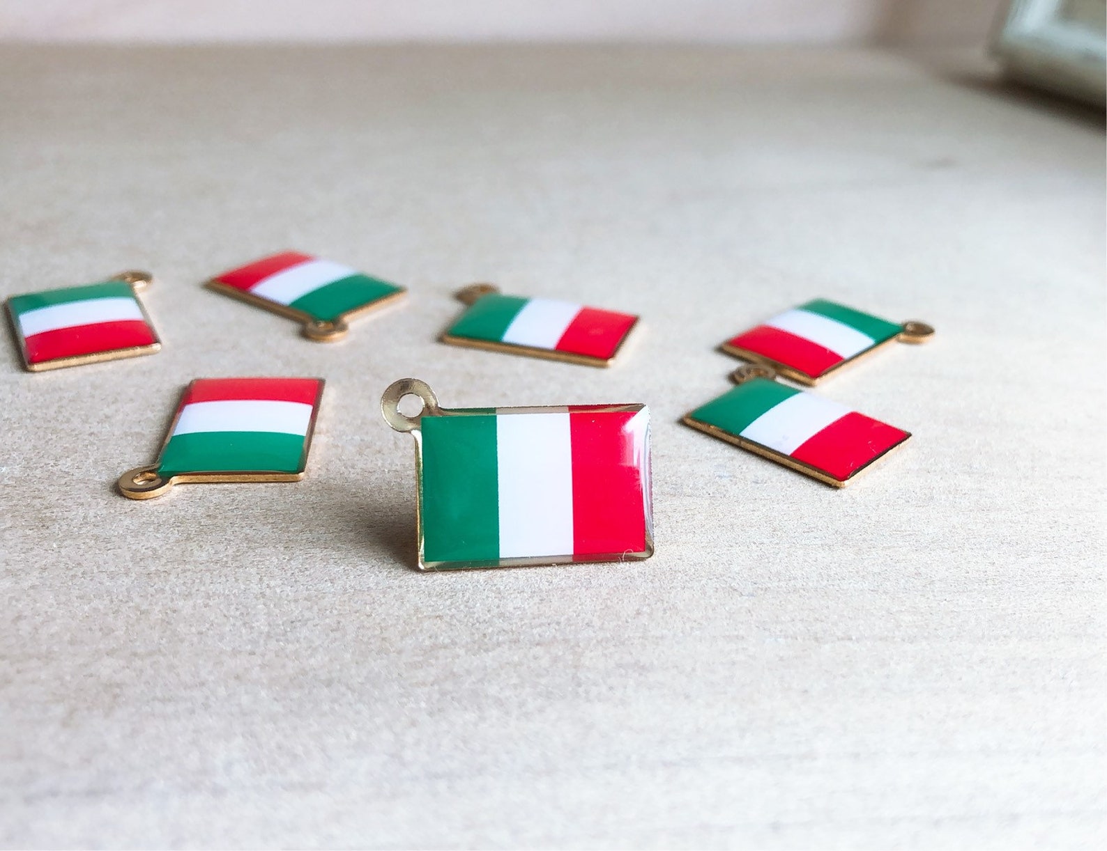 Italian Flag Charm Italy Flag Charm Gold Italian Flag Charm Etsy
