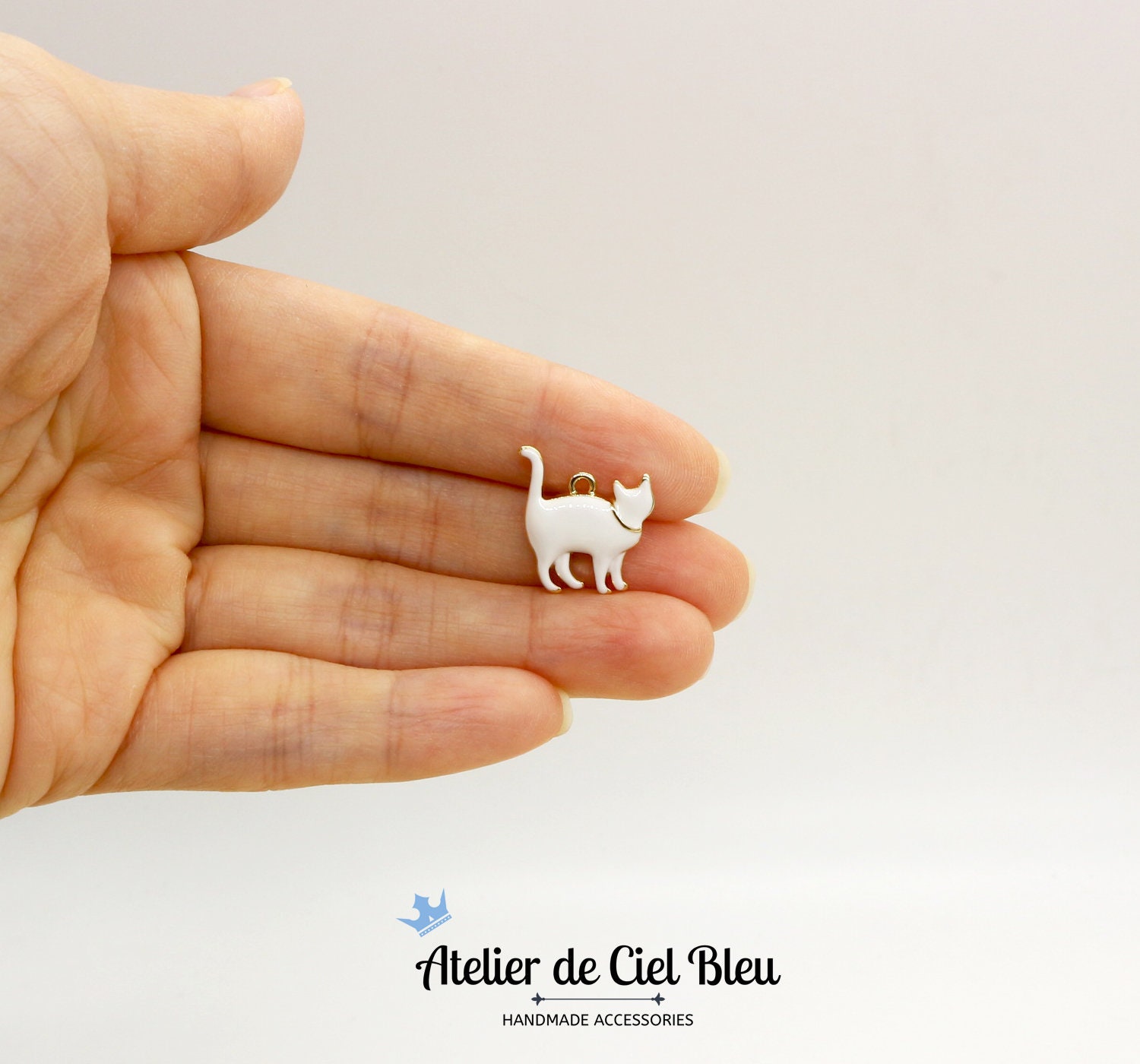 Cat Charm Black Cat Charm White Cat Charm Gold / Silver Etsy