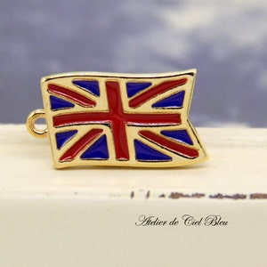 Gold Plated UK Flag Charm, Clip On / Keychain / Phone Charm, United Kingdom / British Flag Pendant, DIY Jewelry Making