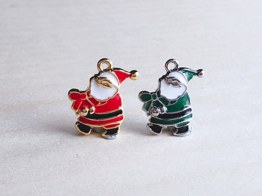 Tiny Enamel Santa Claus Charm: Zipper Pull, Keychain, Phone