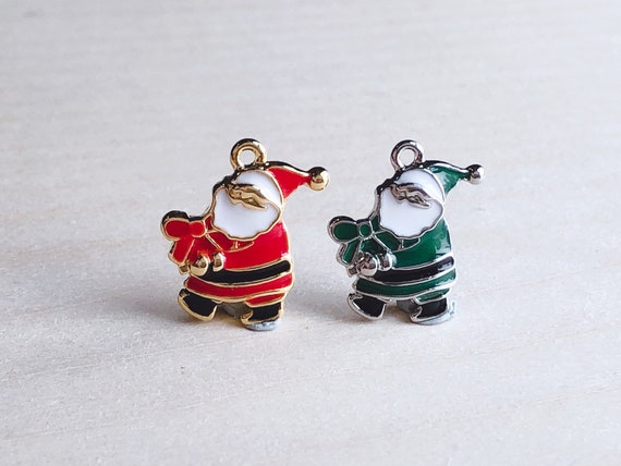 Tiny Enamel Santa Claus Charm: Zipper Pull, Keychain, Phone