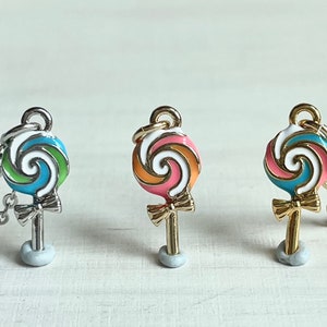 Enamel Lollipop Necklace: Gold/Silver Plated Candy Jewelry