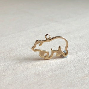 Bear Charm, Clip On  / Phone / Keychain Charm, Polar Bear Accessories, Gold Plated, Animal, DIY Frame Charm, Open Back Bezel
