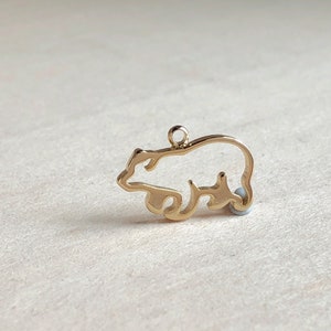 Bear Charm, Clip On  / Phone / Keychain Charm, Polar Bear Pendant, Gold Plated, Wildlife, Animal, DIY Frame Charm, Open Back Bezel