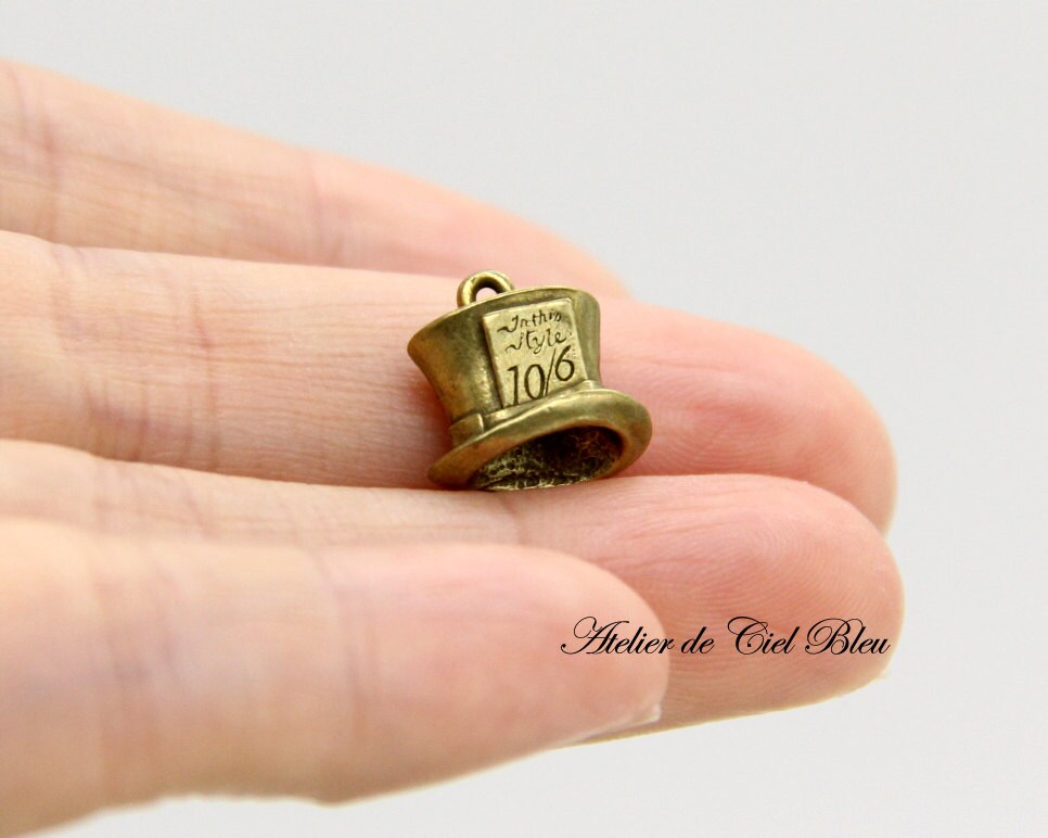Hat Charm Mad Hatter Antique Bronze Hat Charm Mini Hat Etsy