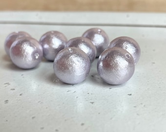 Japanese Cotton Pearl, 6-14mm, Fully Drilled, Light Lavender Round Beads