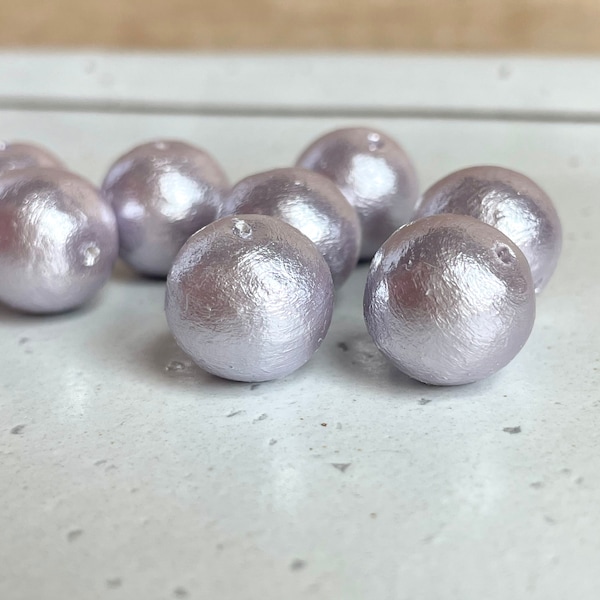 Cotton Pearl, 6 / 8 / 10 / 12 / 14mm, Fully Drilled, Light Lavender Pearl, Japanese Beads, Round Beads, Light Purple, Earrings Supplies