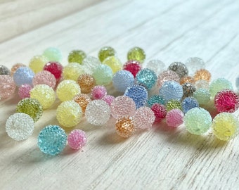 Sugar Beads, 5.5 / 6.5 / 7.5 / 9.5mm, Blue, Green, Orange, Pink, Purple, White, Yellow, Acrylic Candy Beads, Japanese Beads, Sweet Beads