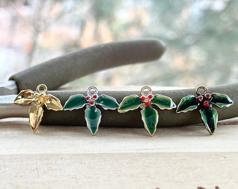 Tiny Enamel Holly Charm: Zipper Pull, Keychain, Phone, Purse Accessory