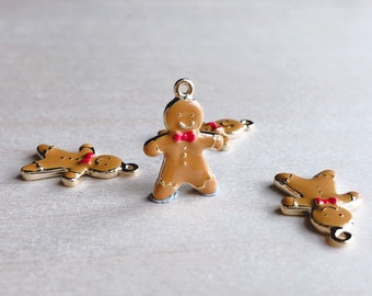 Tiny Enamel Gingerbread Man Charm: Zipper Pull, Keychain, Phone Accessory