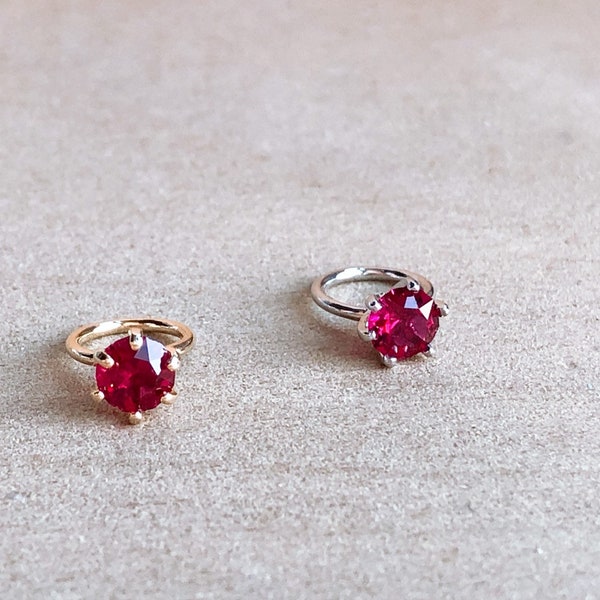 Tiny CZ Birthstone Ring Charm, July Birthstone Ring Charm, Cubic Zirconia, Ruby Color, Gold Ring Charm, Silver Ring Charm, July Birthday