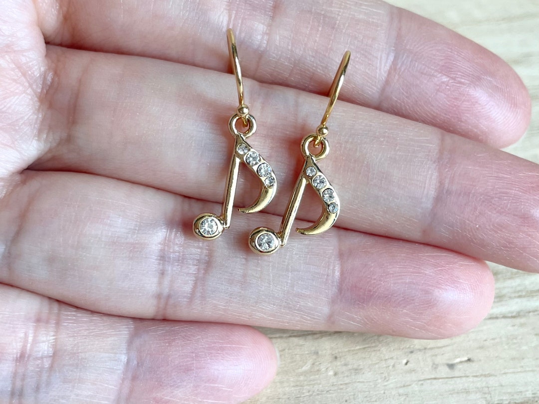 Music Note Earrings Gold / Silver 8 Note Earrings Musical - Etsy
