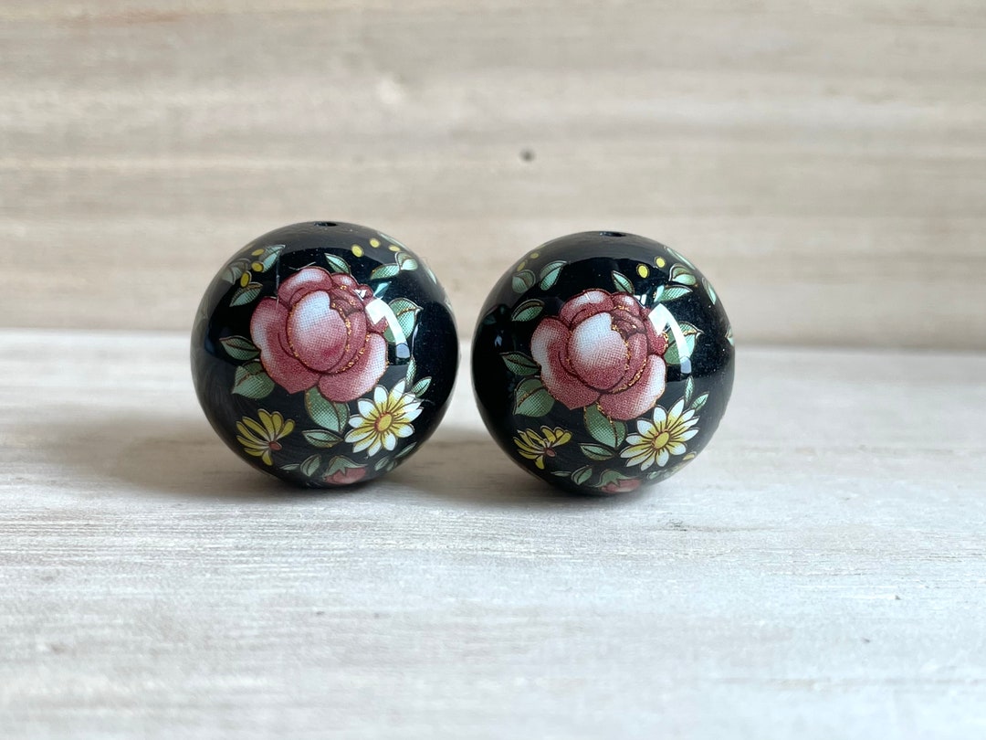 さな様　オーダーメイド用 No.20 20 / 22mm, Japanese Tensha Beads, 2 Pcs, Burgundy Red Rose