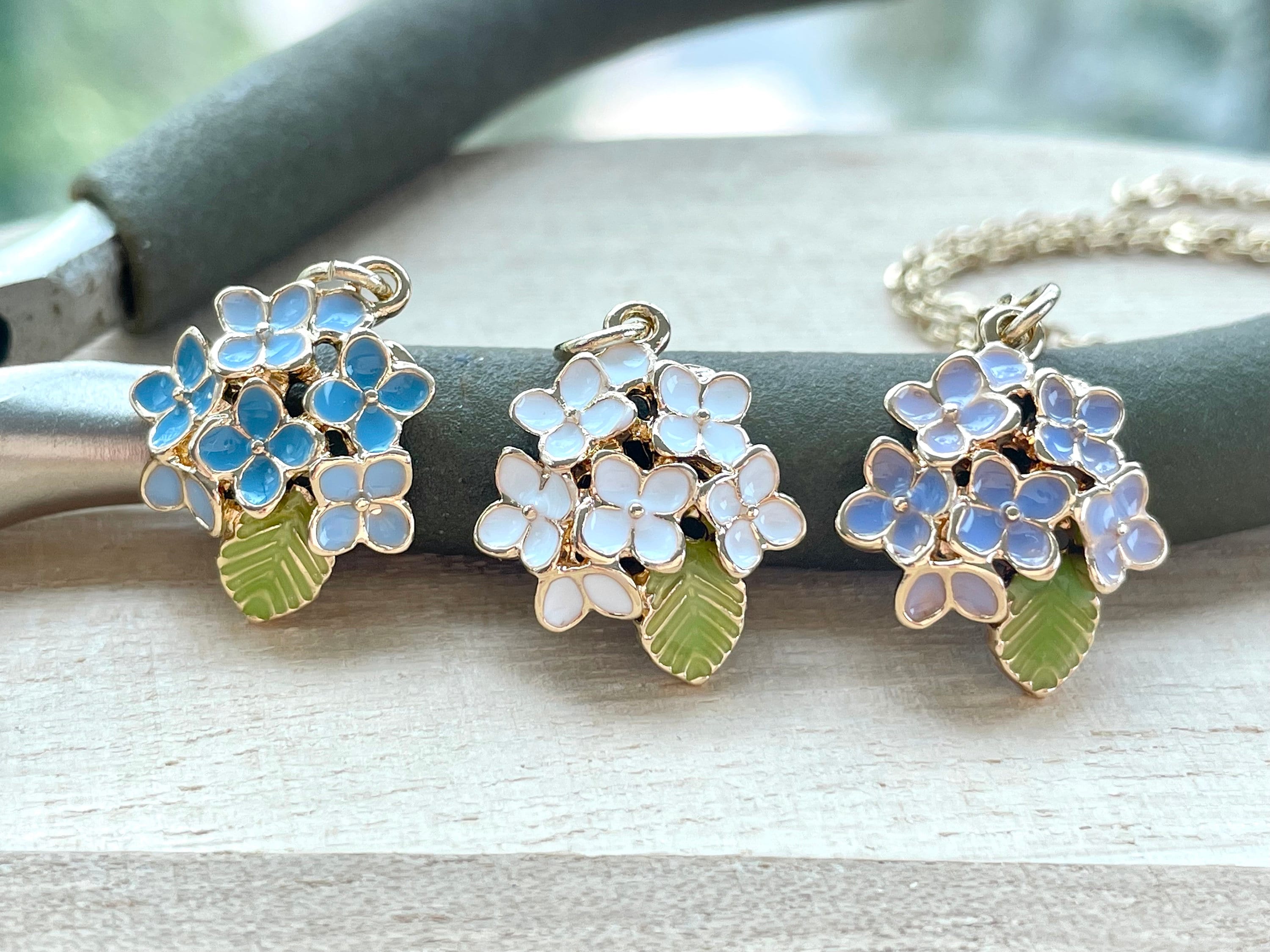 Hydrangea Necklace: Gold Plated Enamel Flower Jewelry - Etsy