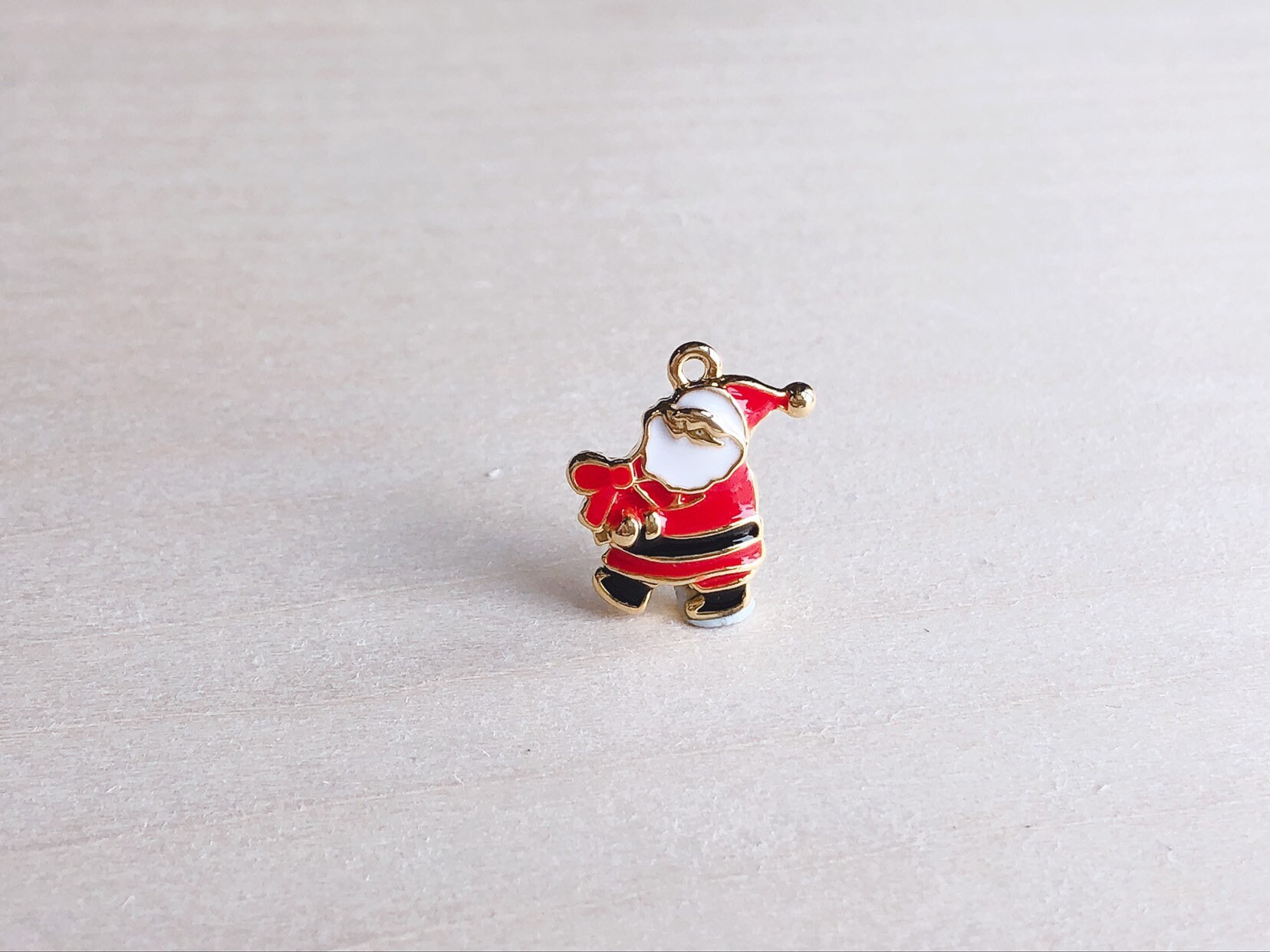 Tiny Enamel Santa Claus Charm: Zipper Pull, Keychain, Phone