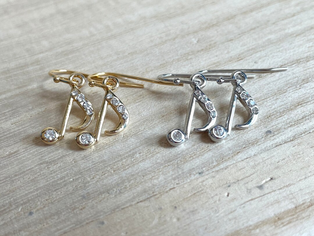 Music Note Earrings Gold / Silver 8 Note Earrings Musical - Etsy