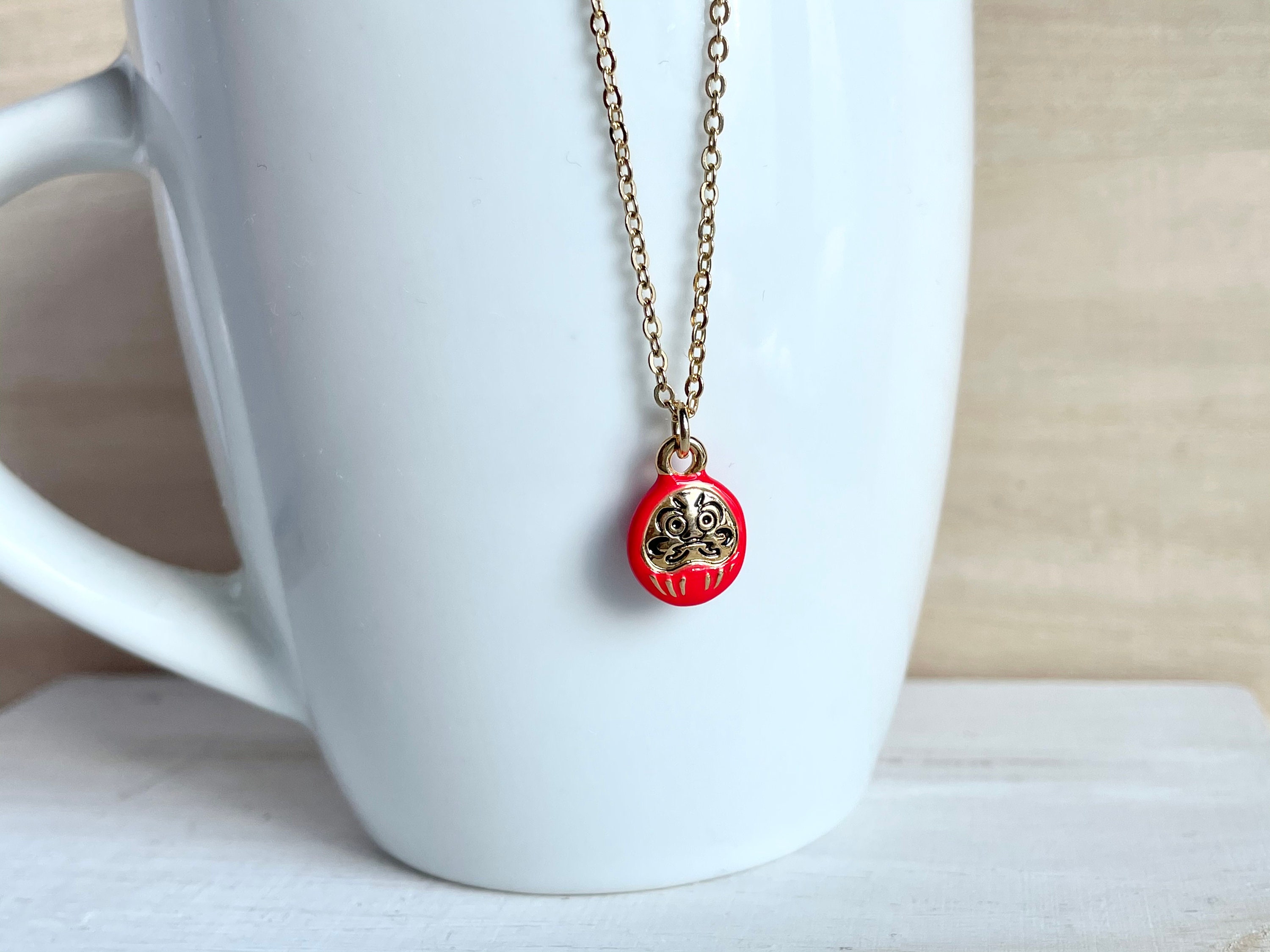Tiny Red Daruma Doll Necklace: Japan Lucky Charm - Etsy