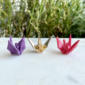 Japanese Origami Crane Charm, Paper Crane Accessories, Gold / Red / Purple, Clip On / Phone / Keychain Charm, DIY Jewelry Making