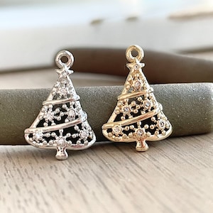 Cubic Zirconia Christmas Tree Charm: Zipper Pull, Keychain, Phone Accessory