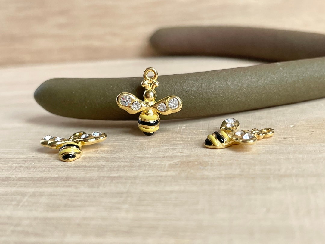 Bee Charm Tiny Gold Bee Charm Gold Bumble Bee Charm Honey Etsy